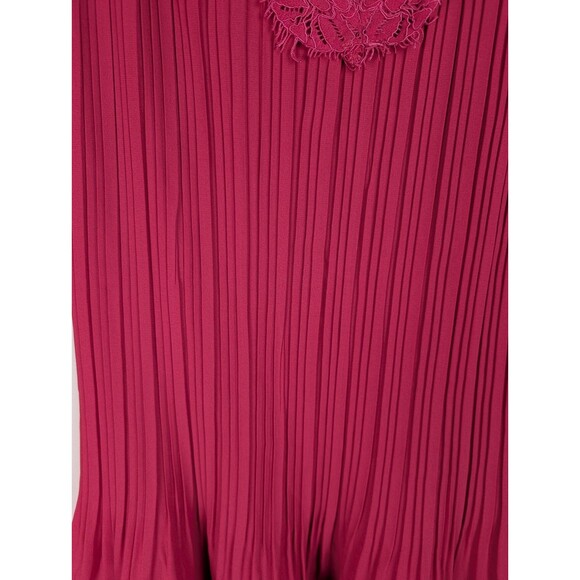 NWT Bibi Pleated Tank Top Lace Top Size Small Spaghetti Straps Raspberry Pink - Picture 5 of 14